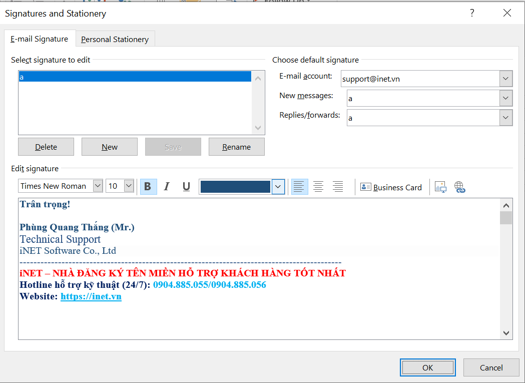 Tạo chữ ký của bạn trên Outlook thêm chữ ký vào thư của bạn