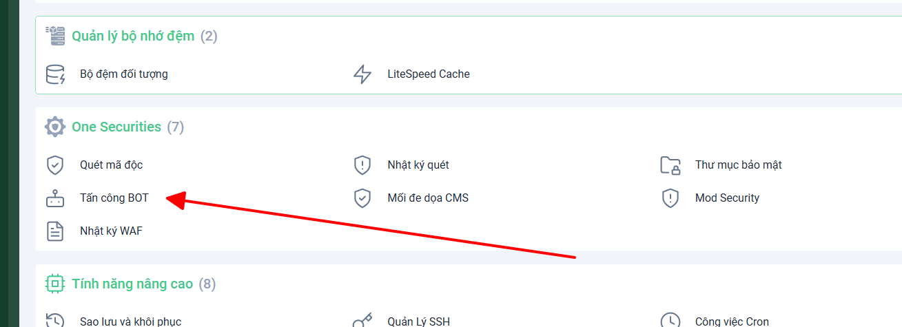 Kiểm tra bot truy cập với Bot Management trên Onepanel