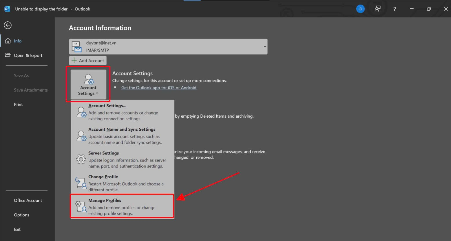 Hướng dẫn các bạn cách sửa lỗi "Cannot display the folder. Microsoft ...
