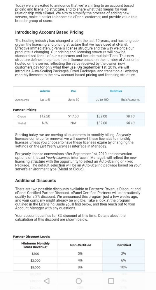 cpanel pricing